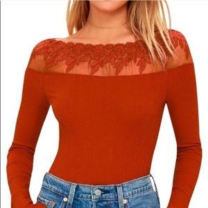 Free People Admire Me Off Shoulder Ribbed Shirt
